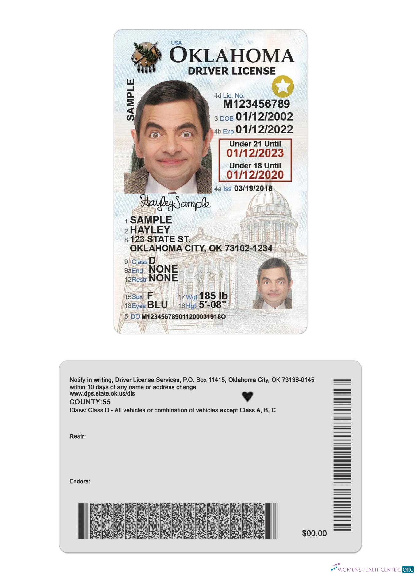 download USA Oklahoma under 21 driving license 2020 present